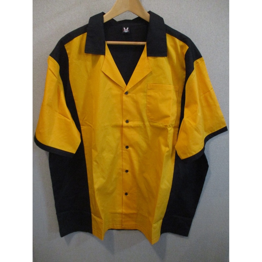 Hilton Yellow Black Retro 50s Style Bowling Button Up Shirt 2X
